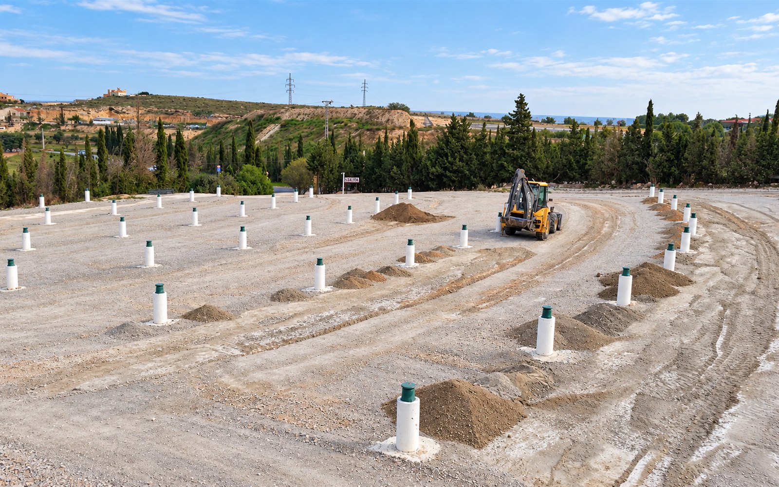 Distribución de áridos, zahorra y acondicionamiento del terreno en el autocine de Mutxamel (Alicante)